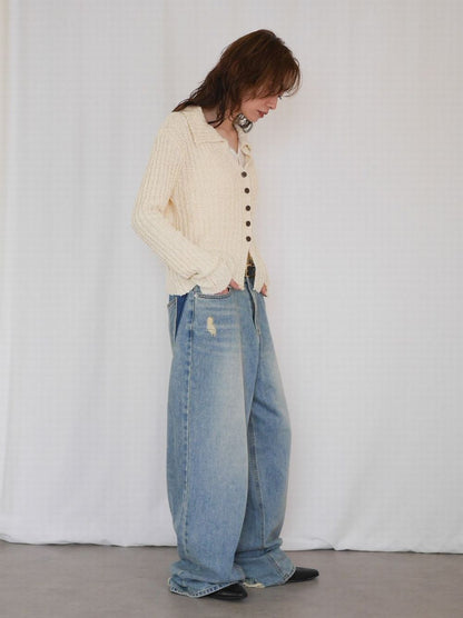 Crush damege ワイドストレートデニム