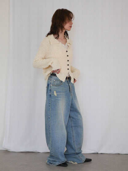 Crush damege ワイドストレートデニム