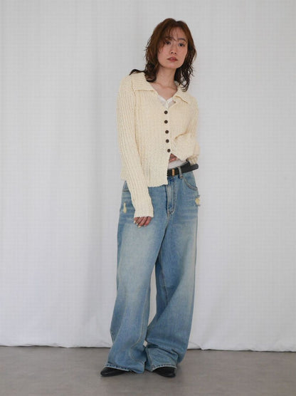 Crush damege ワイドストレートデニム