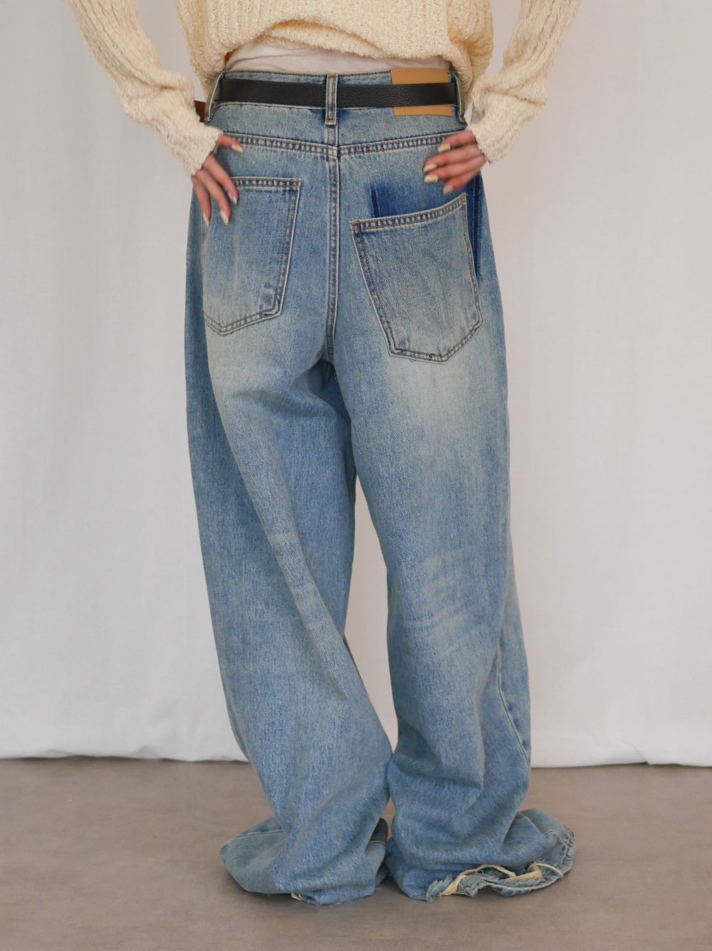 Crush damege ワイドストレートデニム