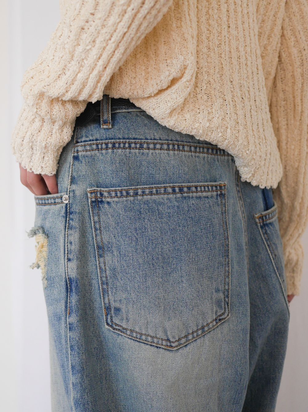 Crush damege ワイドストレートデニム