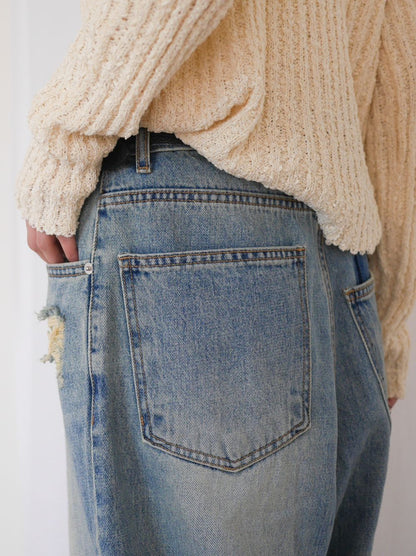 Crush damege ワイドストレートデニム
