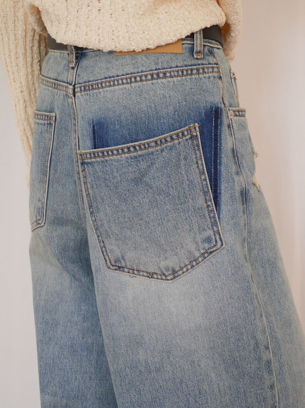 Crush damege ワイドストレートデニム