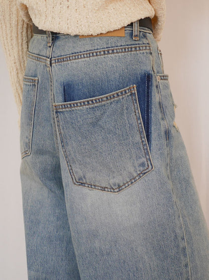 Crush damege ワイドストレートデニム