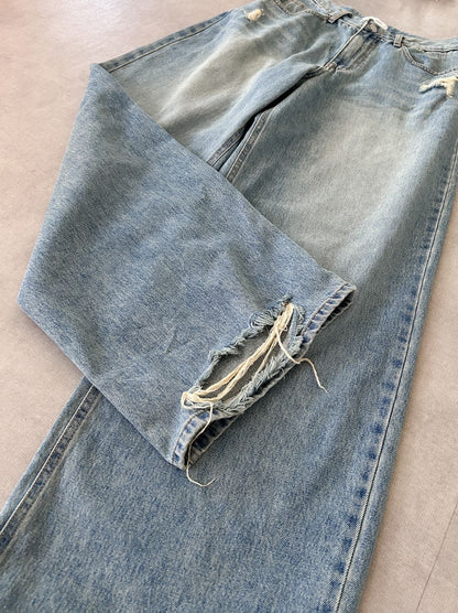 Crush damege ワイドストレートデニム