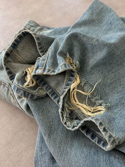 Crush damege ワイドストレートデニム