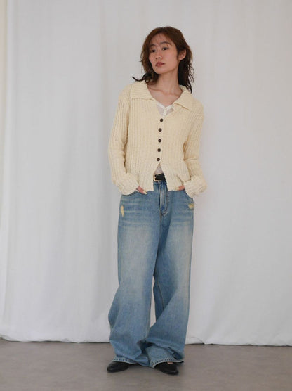 Crush damege ワイドストレートデニム