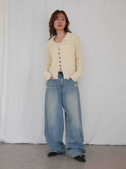 Crush damege ワイドストレートデニム