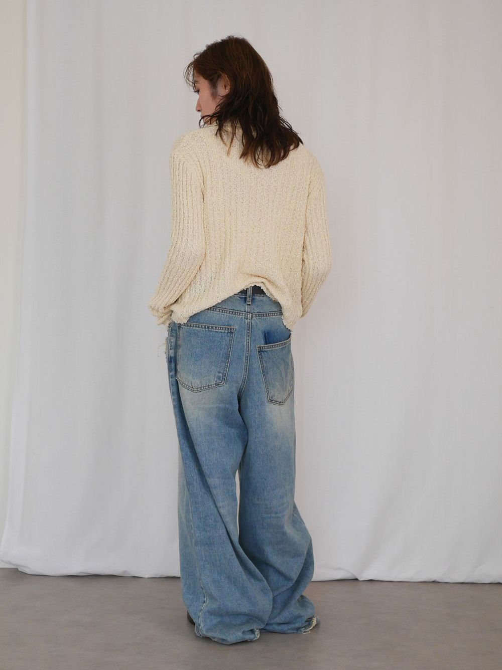 Crush damege ワイドストレートデニム