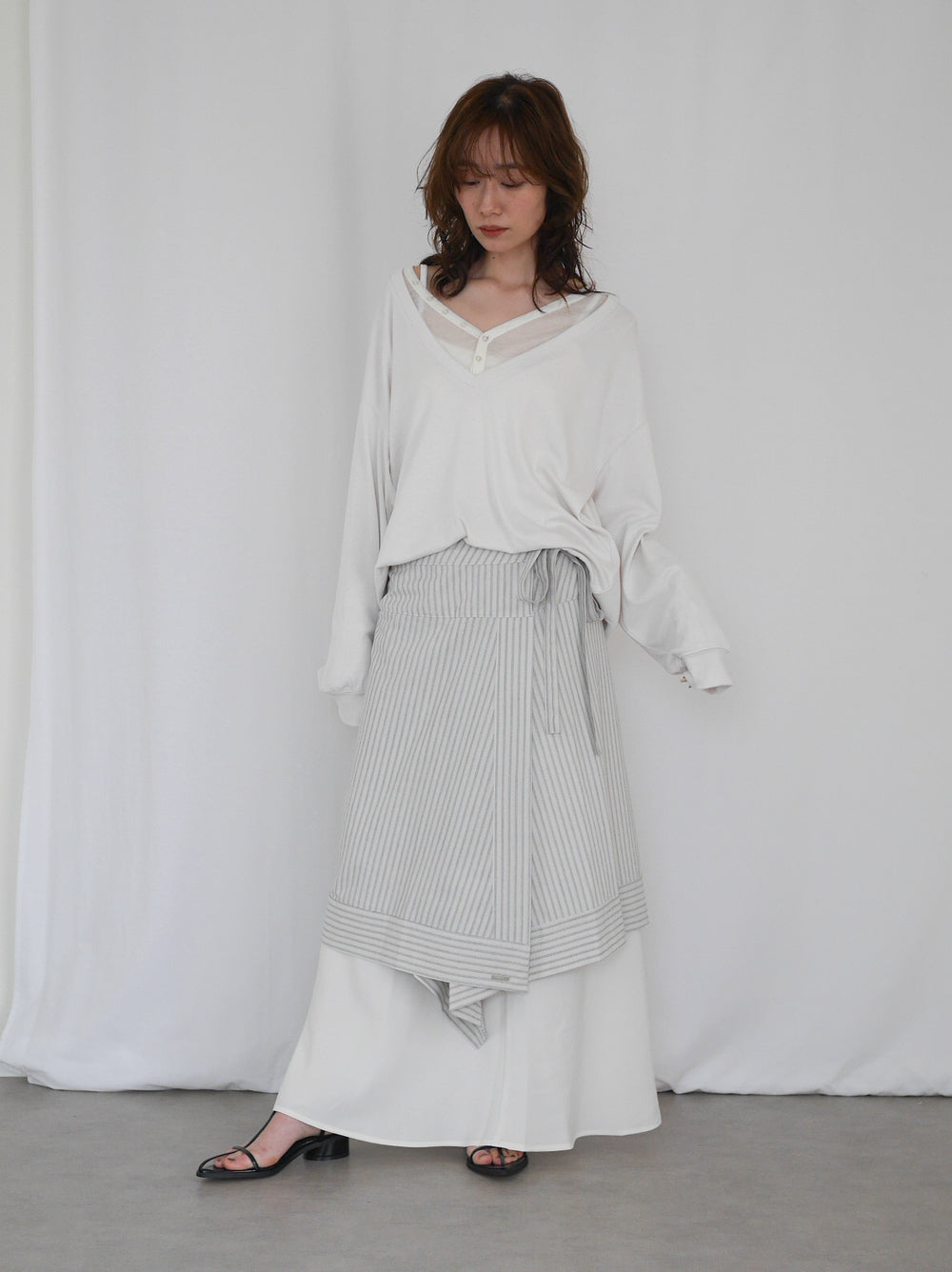 Asymmetry stripeラップスカート