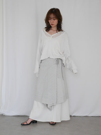 Asymmetry stripeラップスカート