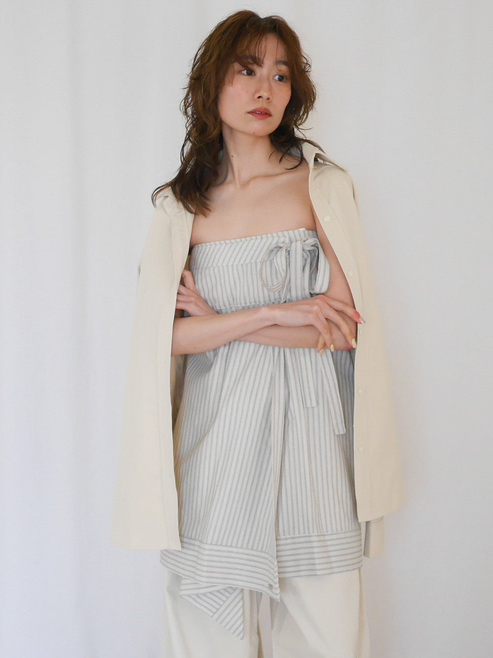 Asymmetry stripeラップスカート