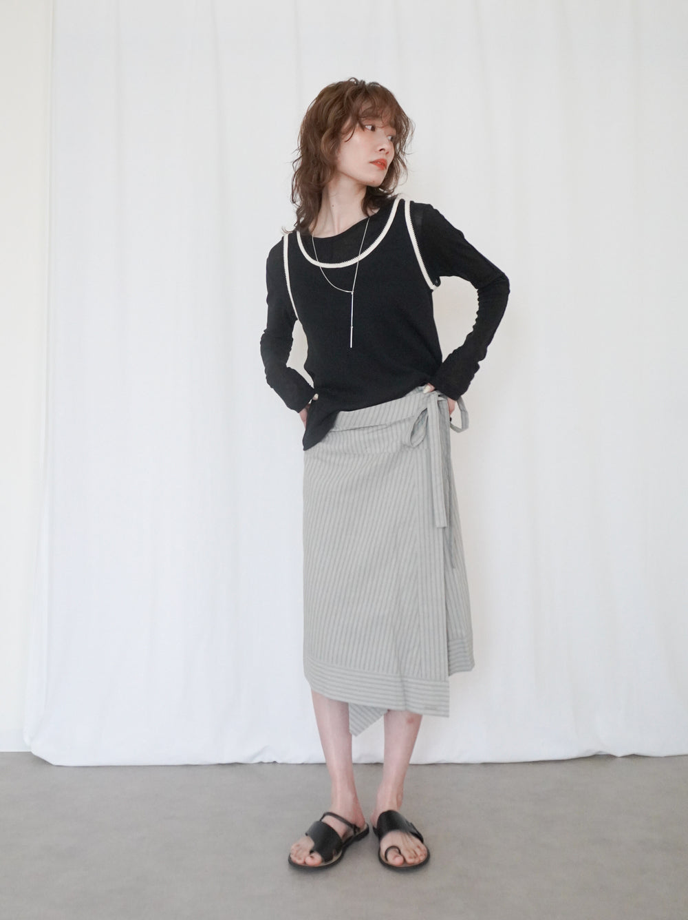 Asymmetry stripeラップスカート
