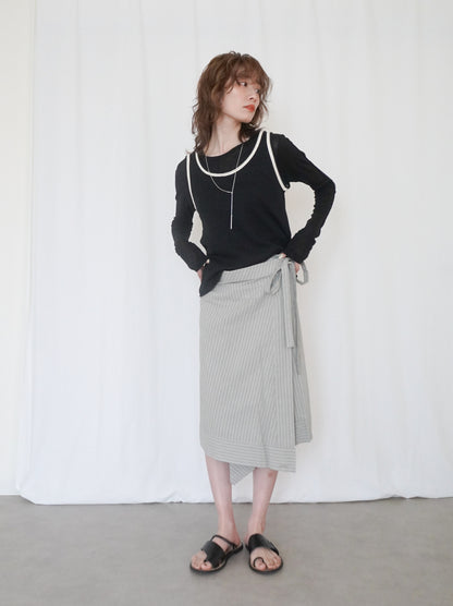 Asymmetry stripeラップスカート