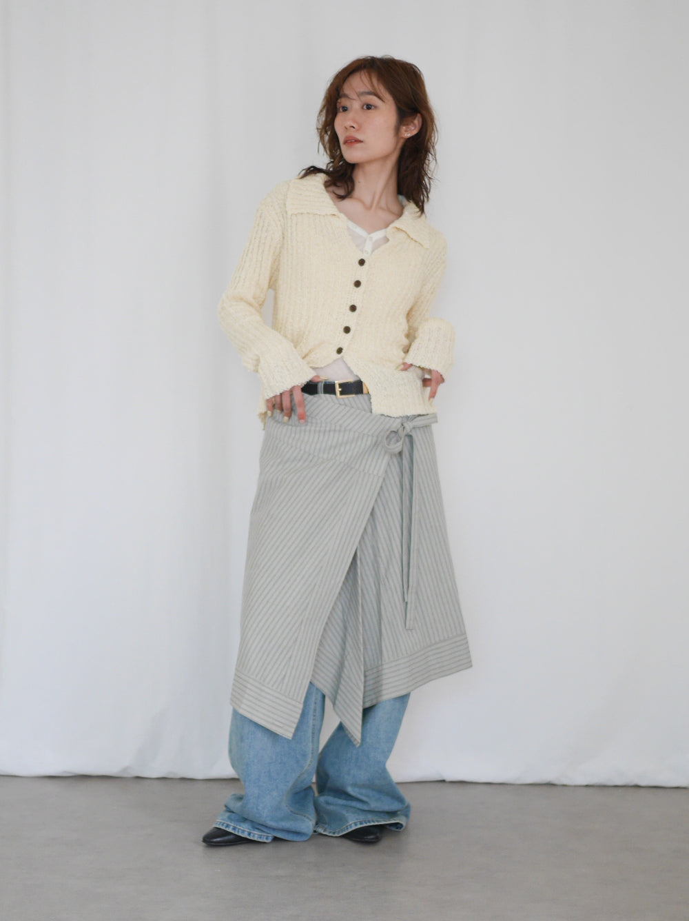 Asymmetry stripeラップスカート