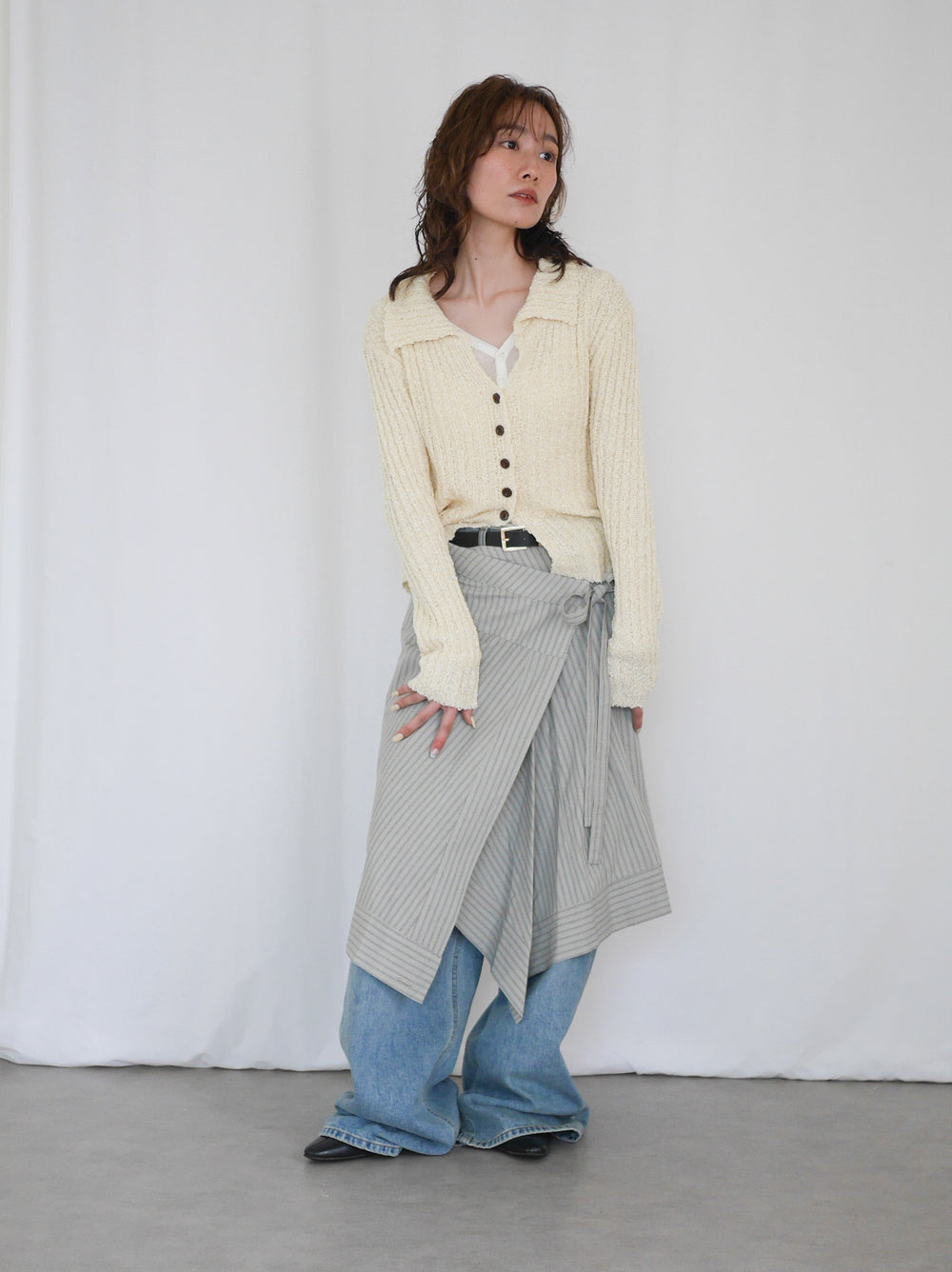 Asymmetry stripeラップスカート