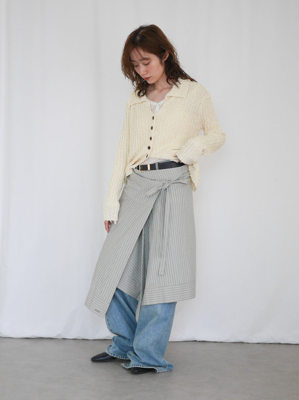 Asymmetry stripeラップスカート
