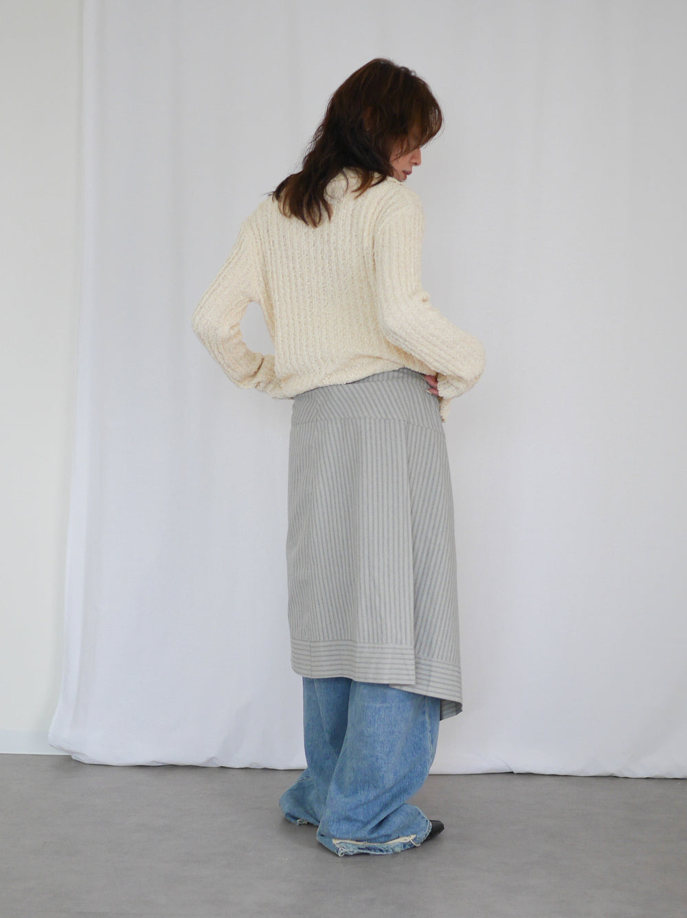 Asymmetry stripeラップスカート