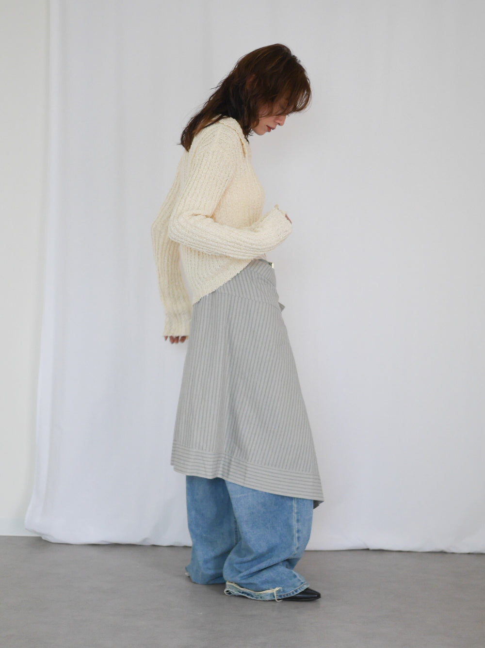Asymmetry stripeラップスカート