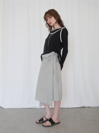 Asymmetry stripeラップスカート