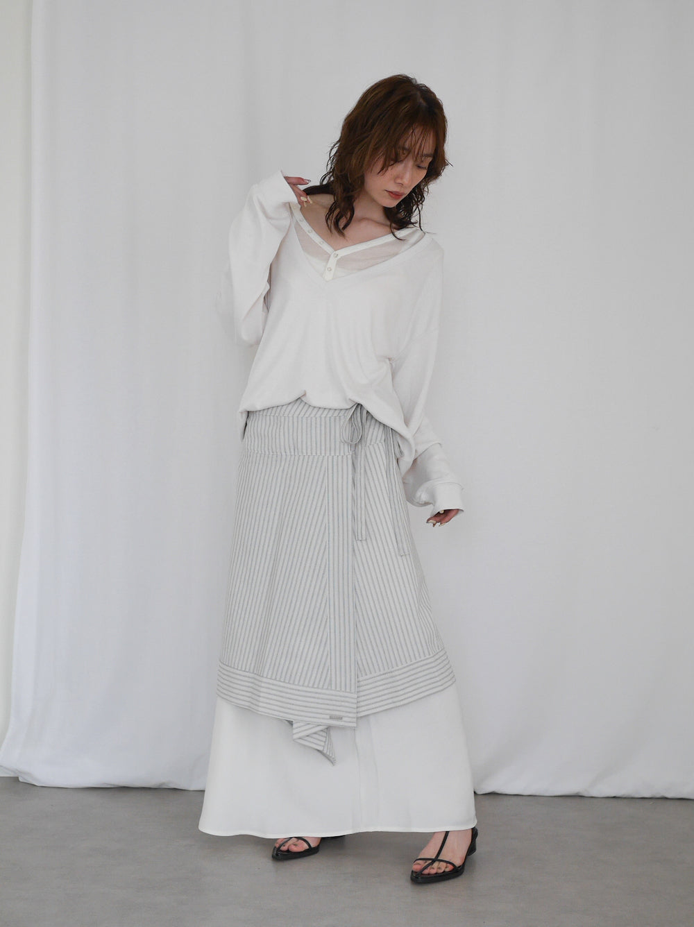 Asymmetry stripeラップスカート