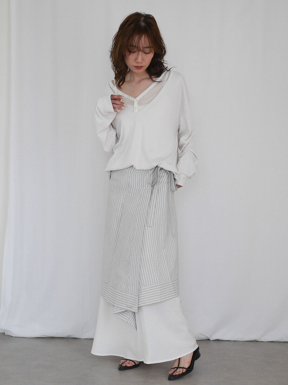 Asymmetry stripeラップスカート