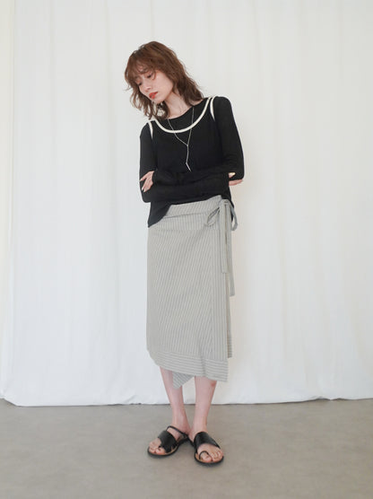 Asymmetry stripeラップスカート
