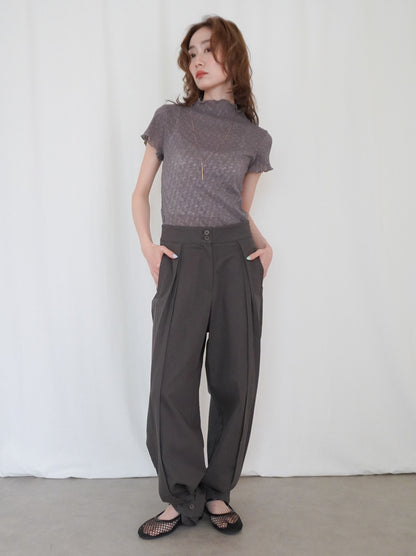 Adjustable hem 2WAYタックワイドパンツ