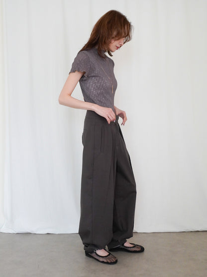 Adjustable hem 2WAYタックワイドパンツ