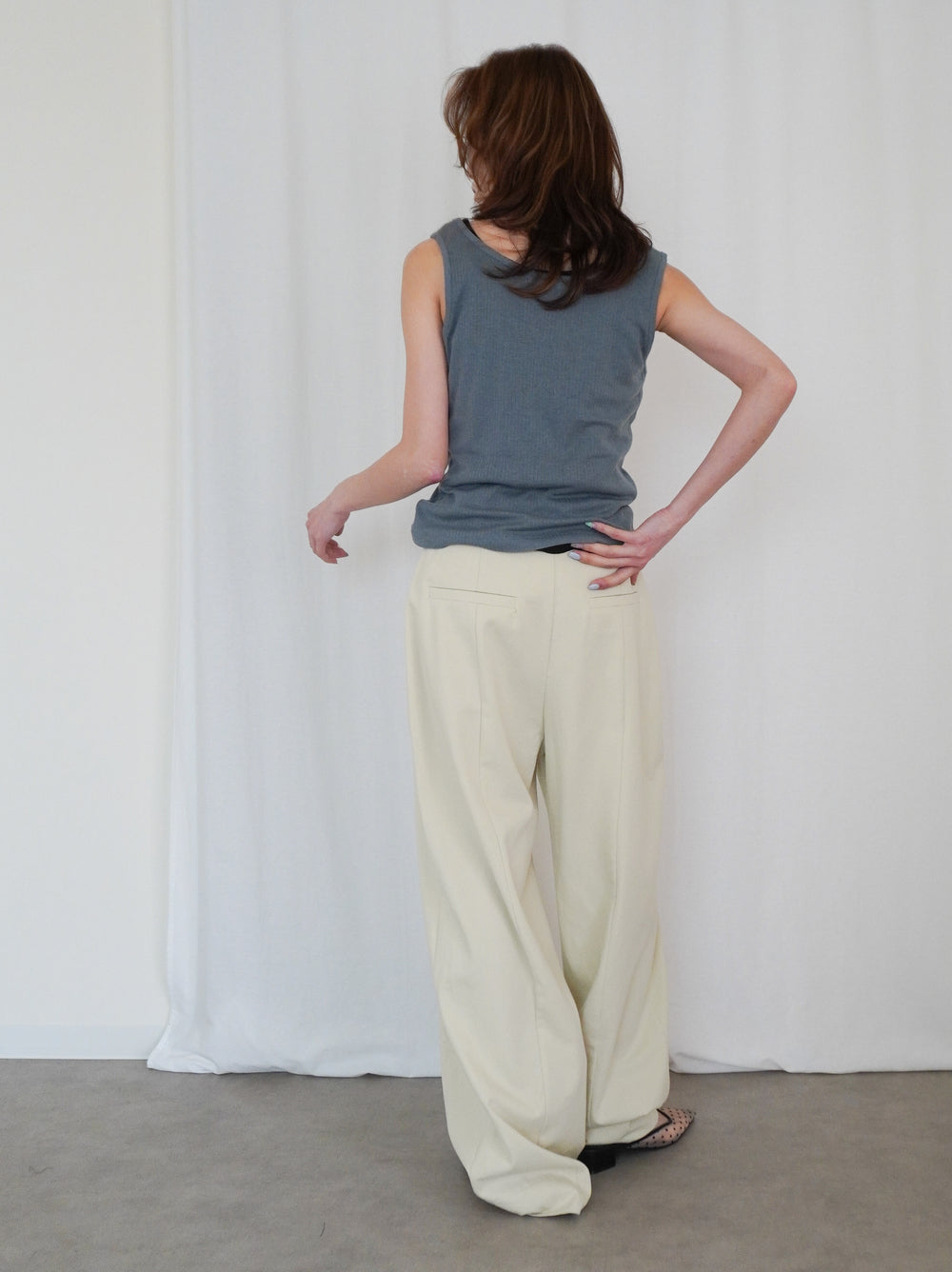 Adjustable hem 2WAYタックワイドパンツ