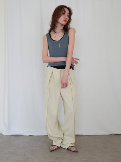 Adjustable hem 2WAYタックワイドパンツ