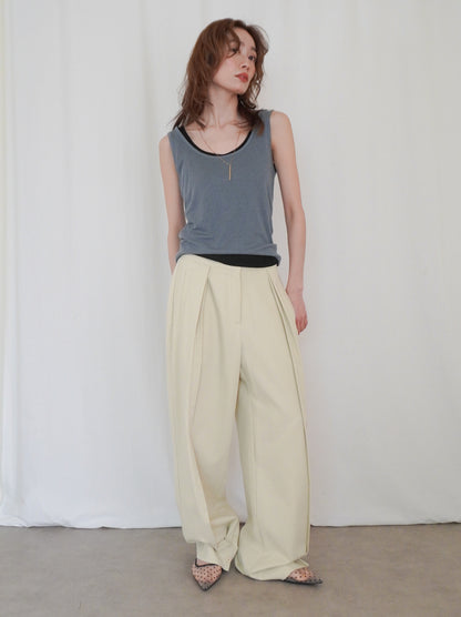 Adjustable hem 2WAYタックワイドパンツ
