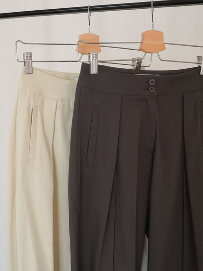 Adjustable hem 2WAYタックワイドパンツ