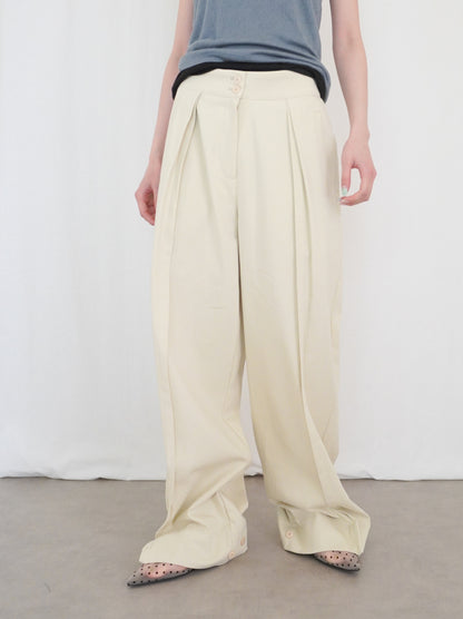 Adjustable hem 2WAYタックワイドパンツ
