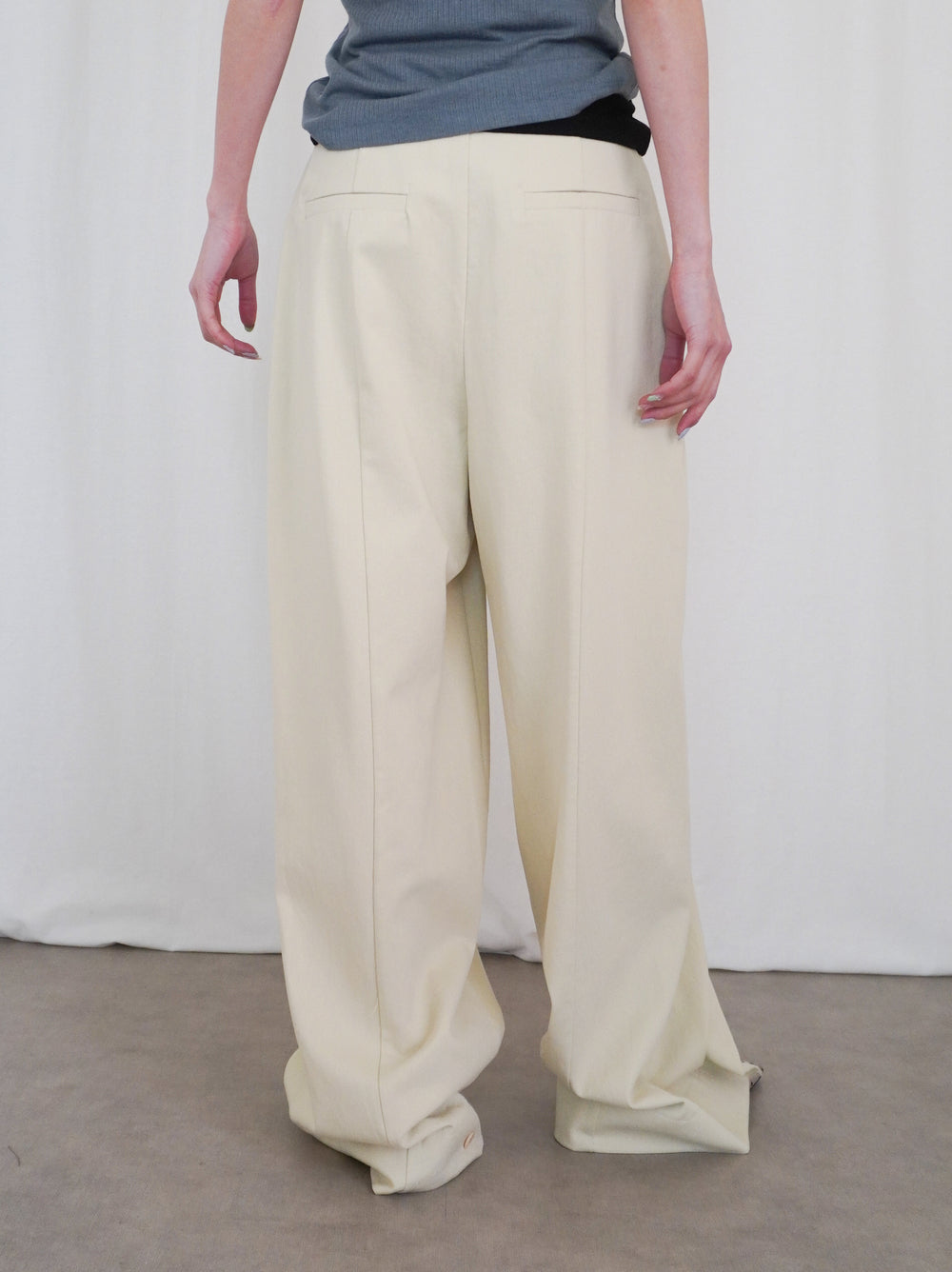 Adjustable hem 2WAYタックワイドパンツ