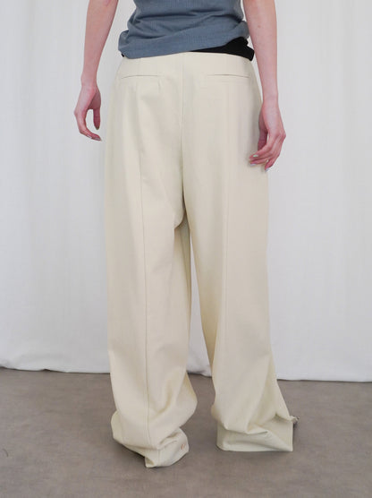 Adjustable hem 2WAYタックワイドパンツ