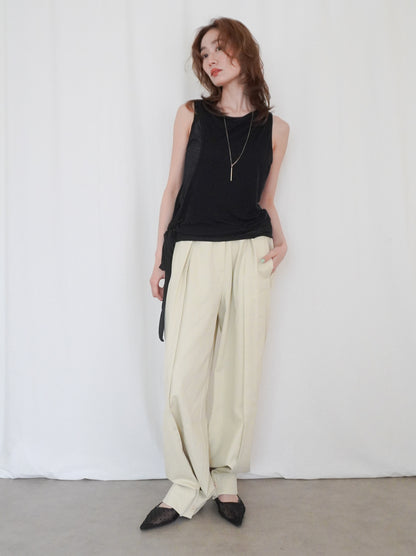 Adjustable hem 2WAYタックワイドパンツ