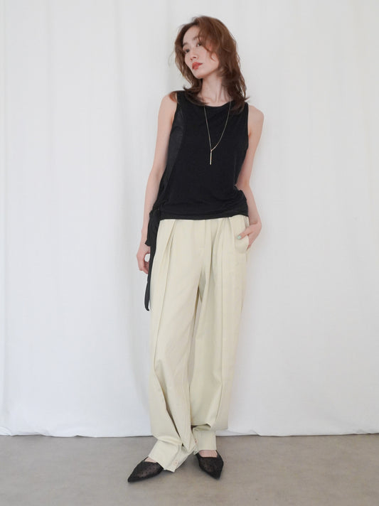 Adjustable hem 2WAYタックワイドパンツ