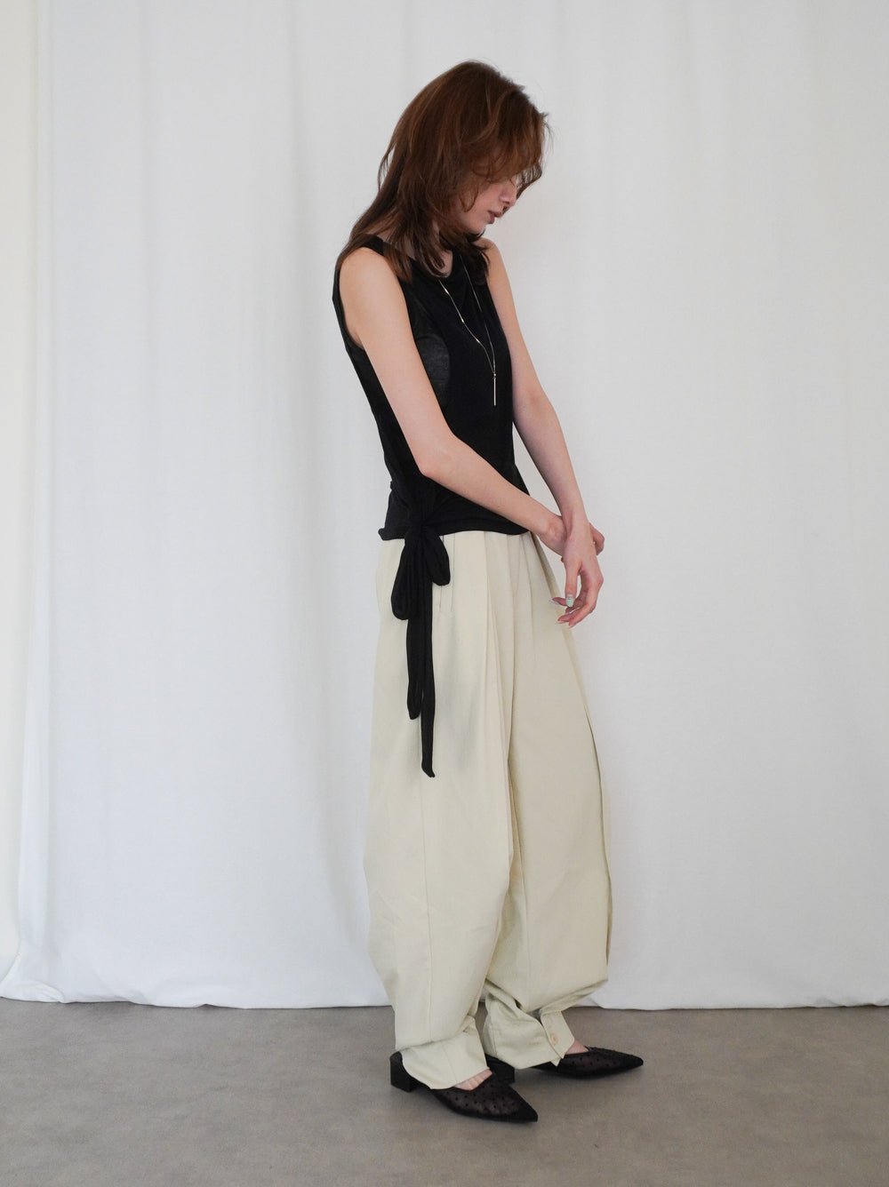 Adjustable hem 2WAYタックワイドパンツ