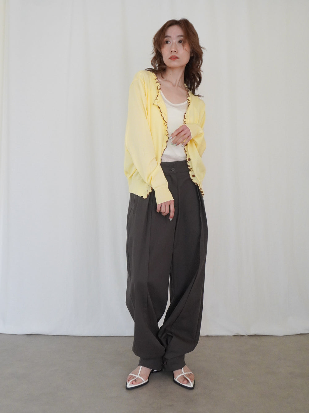 Adjustable hem 2WAYタックワイドパンツ