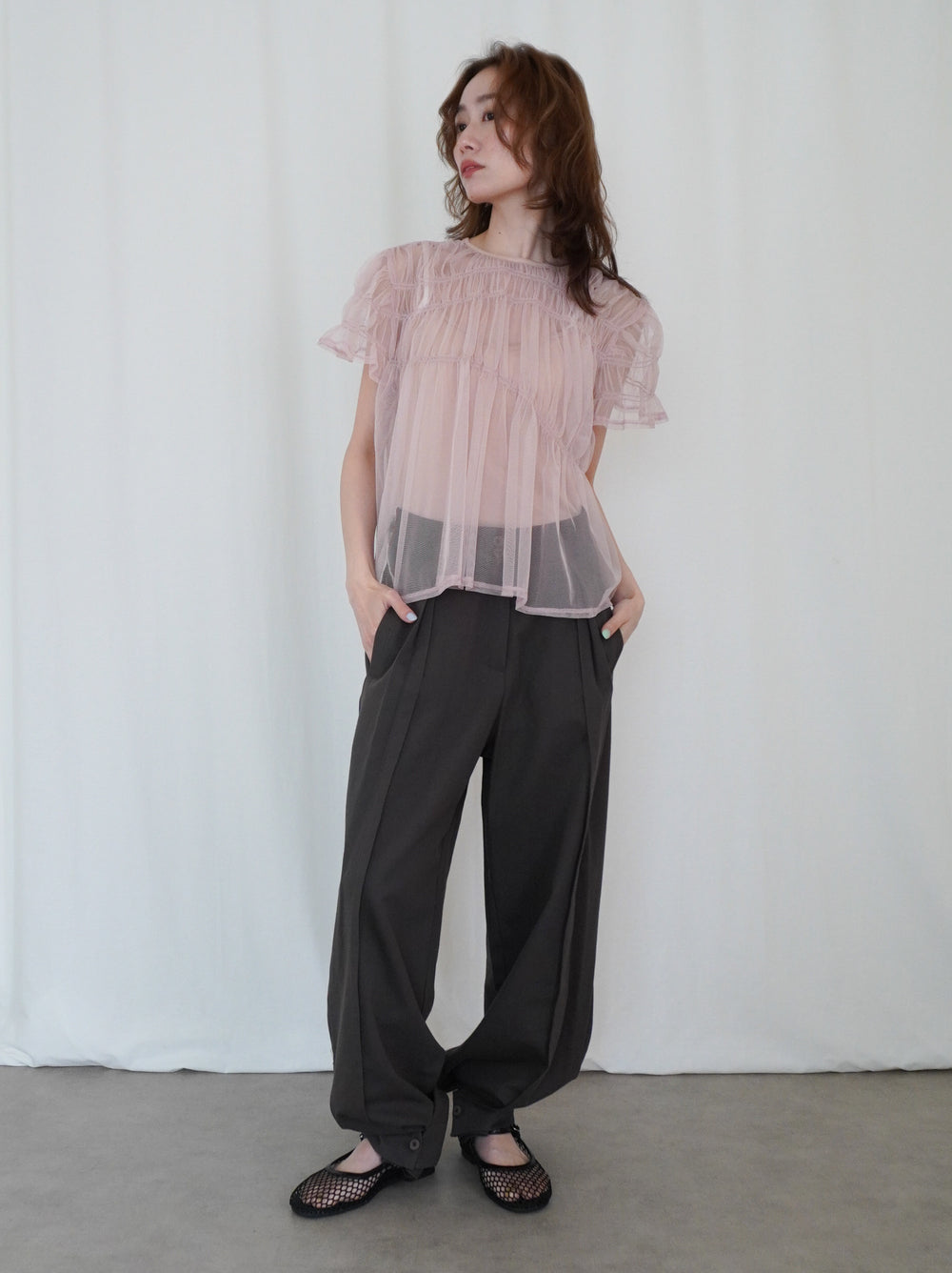 Adjustable hem 2WAYタックワイドパンツ