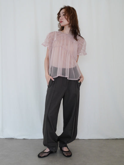 Adjustable hem 2WAYタックワイドパンツ