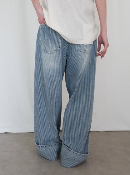 Vintage washed ヒッコリーデニムパンツ