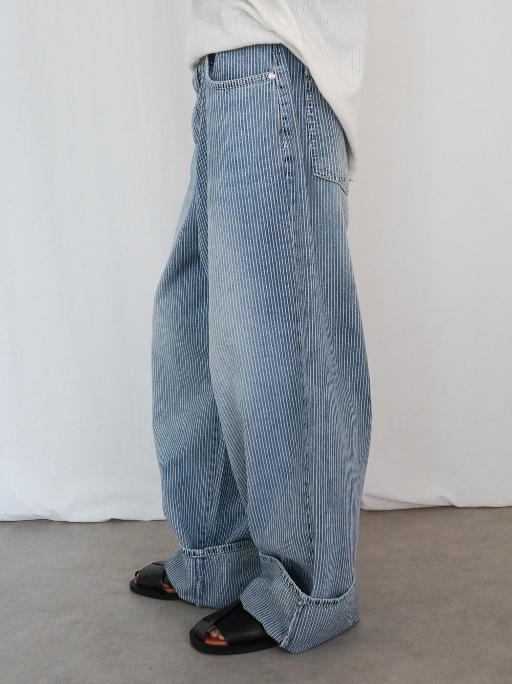 Vintage washed ヒッコリーデニムパンツ