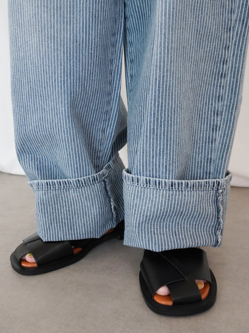 Vintage washed ヒッコリーデニムパンツ