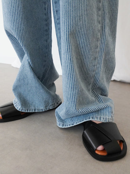Vintage washed ヒッコリーデニムパンツ