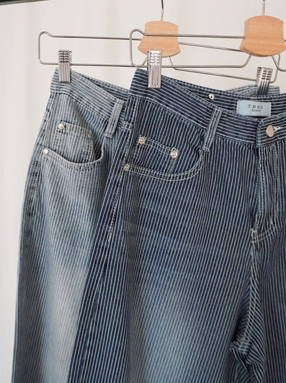 Vintage washed ヒッコリーデニムパンツ
