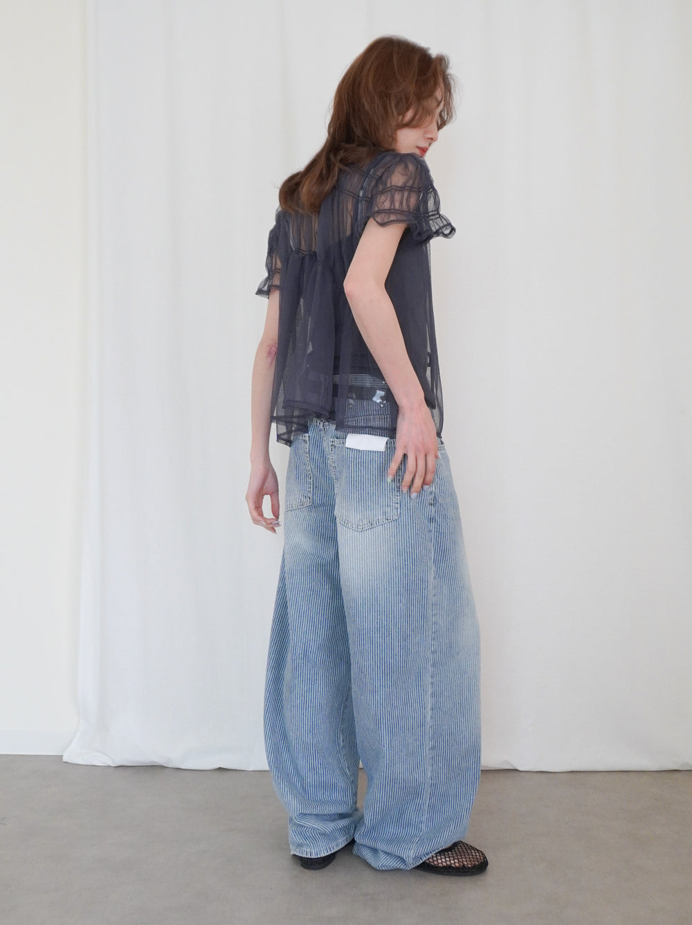 Vintage washed ヒッコリーデニムパンツ