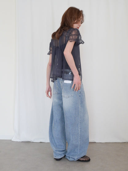Vintage washed ヒッコリーデニムパンツ