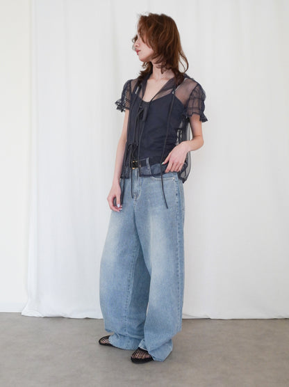 Vintage washed ヒッコリーデニムパンツ